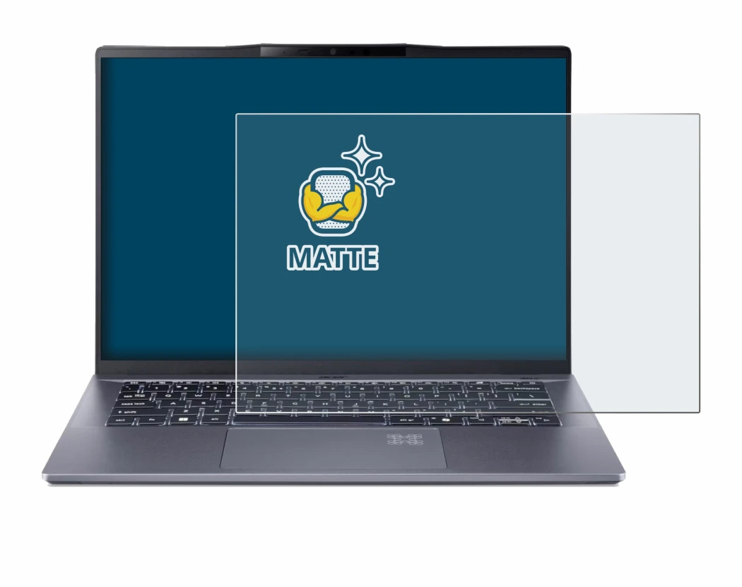 Image de l'appareil Acer Swift Go 14 AI avec une grande variété de protections d'écran.