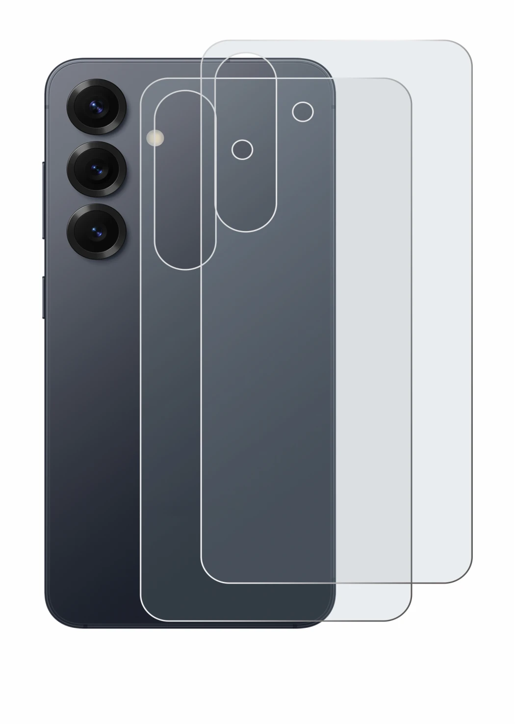 Image de l'appareil Samsung Galaxy S25 (Arrière) avec une grande variété de protections d'écran.