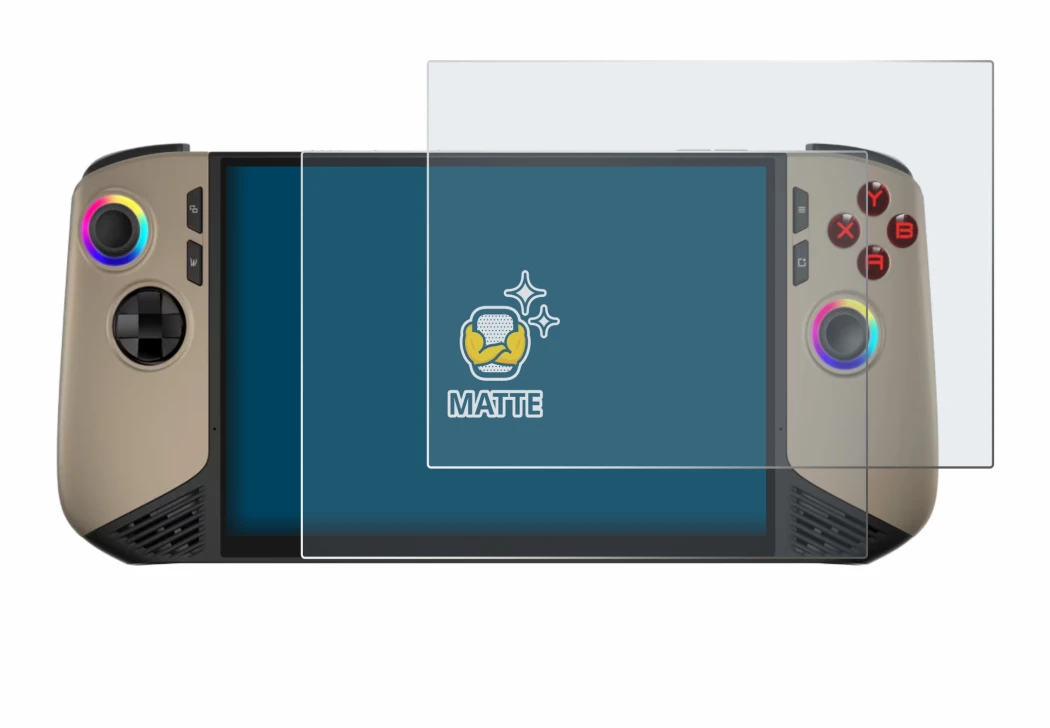 Image de l'appareil MSI Claw 8 AI+ avec une grande variété de protections d'écran.