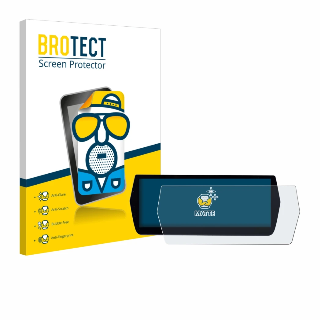 Face avant d’un emballage produit avec le logo de la marque BROTECT. À côté, l’appareil MG ZS Hybrid+ est représenté avec la p