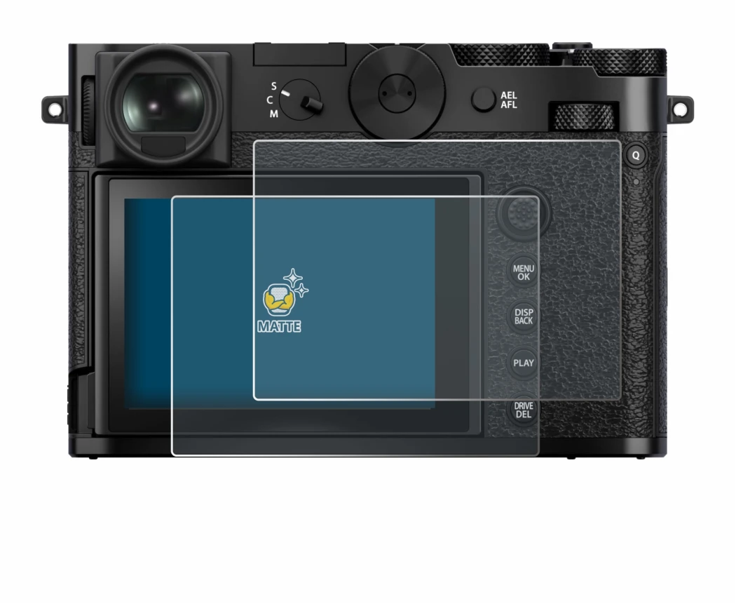 Image de l'appareil Fujifilm GFX 100RF avec une grande variété de protections d'écran.