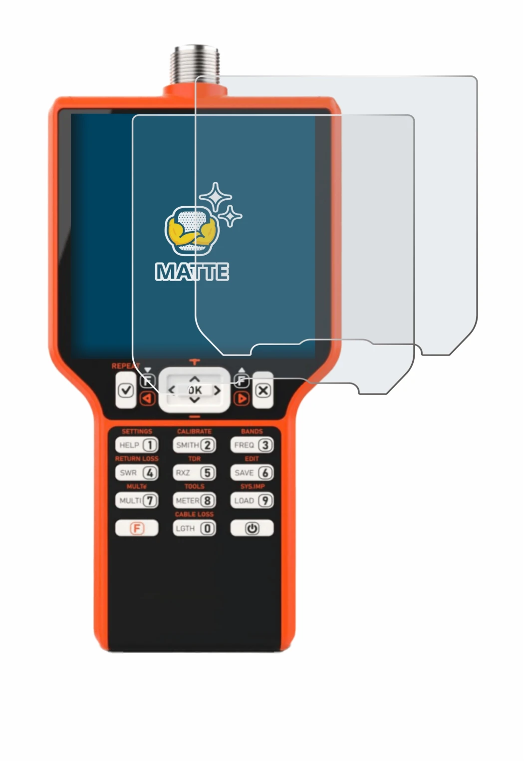 Image de l'appareil RigExpert MATCH avec une grande variété de protections d'écran.
