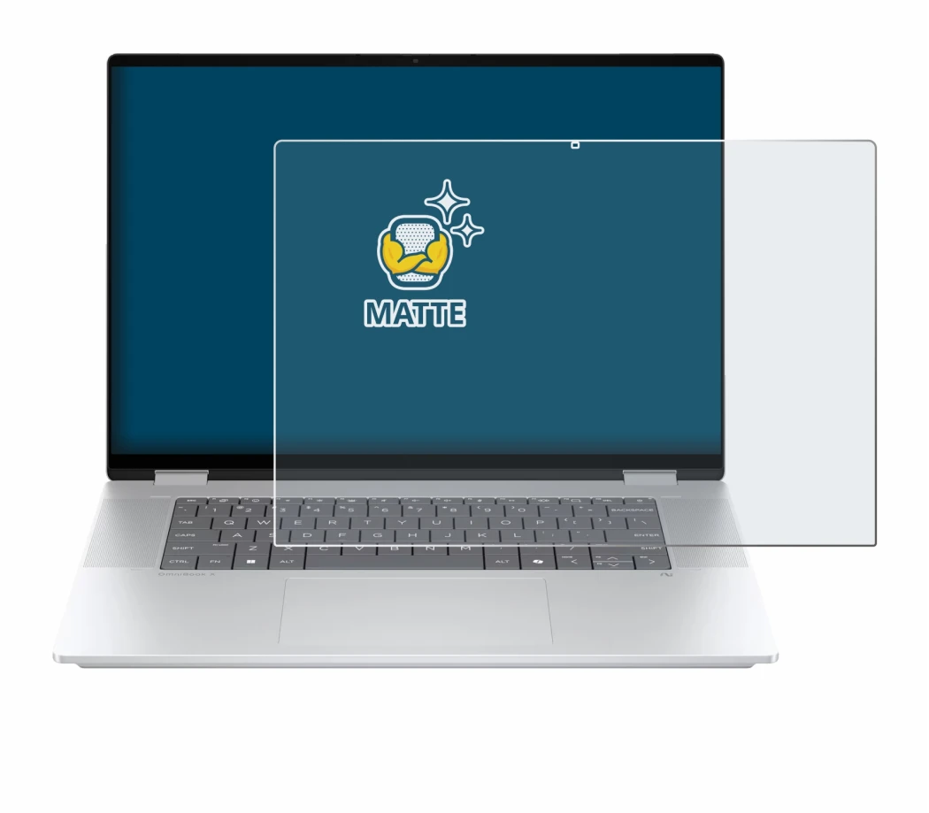 Image de l'appareil HP OmniBook X Flip 16-aX avec une grande variété de protections d'écran.