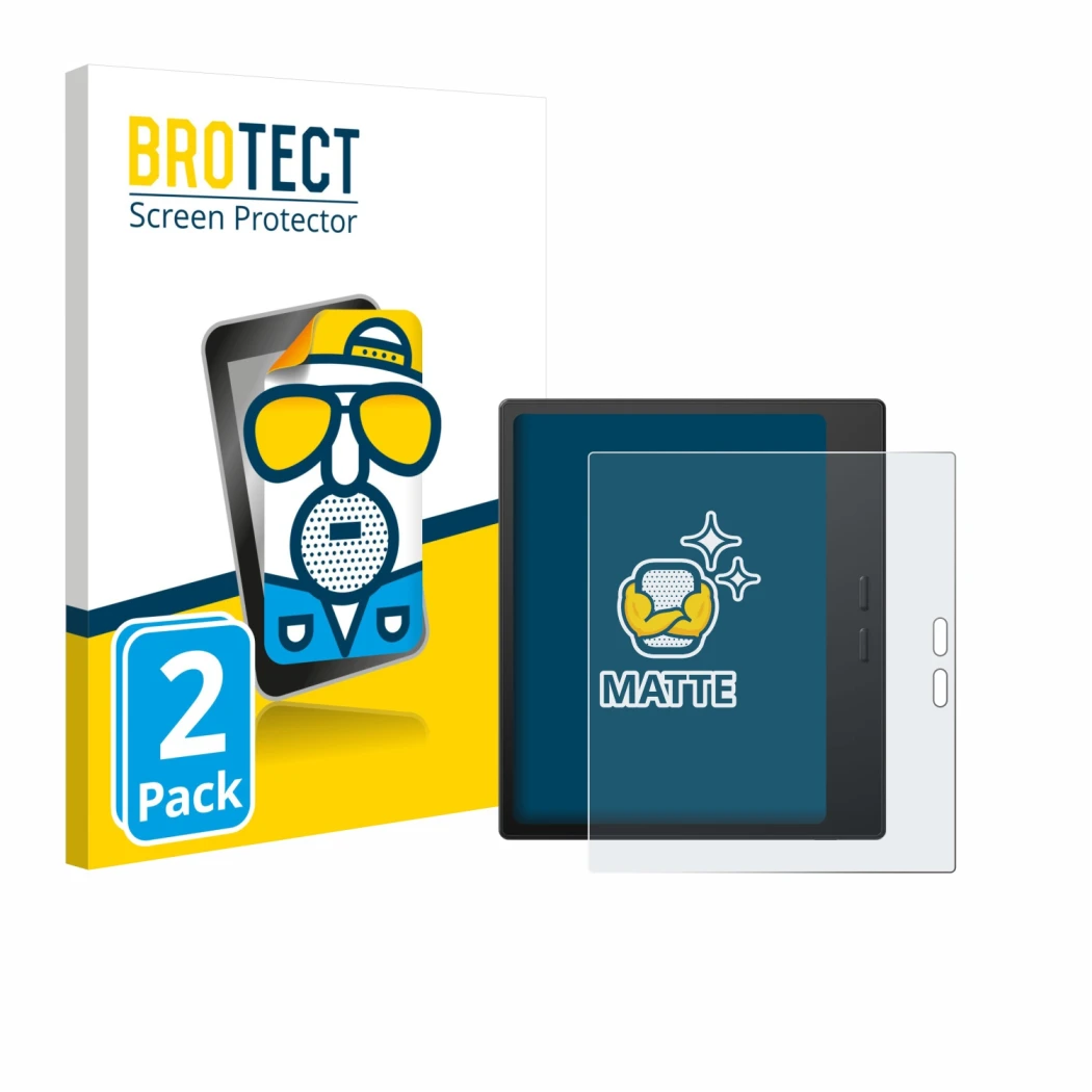 Face avant d’un emballage produit avec le logo de la marque BROTECT. À côté, l’appareil Boox Go 7 est représenté avec la prote