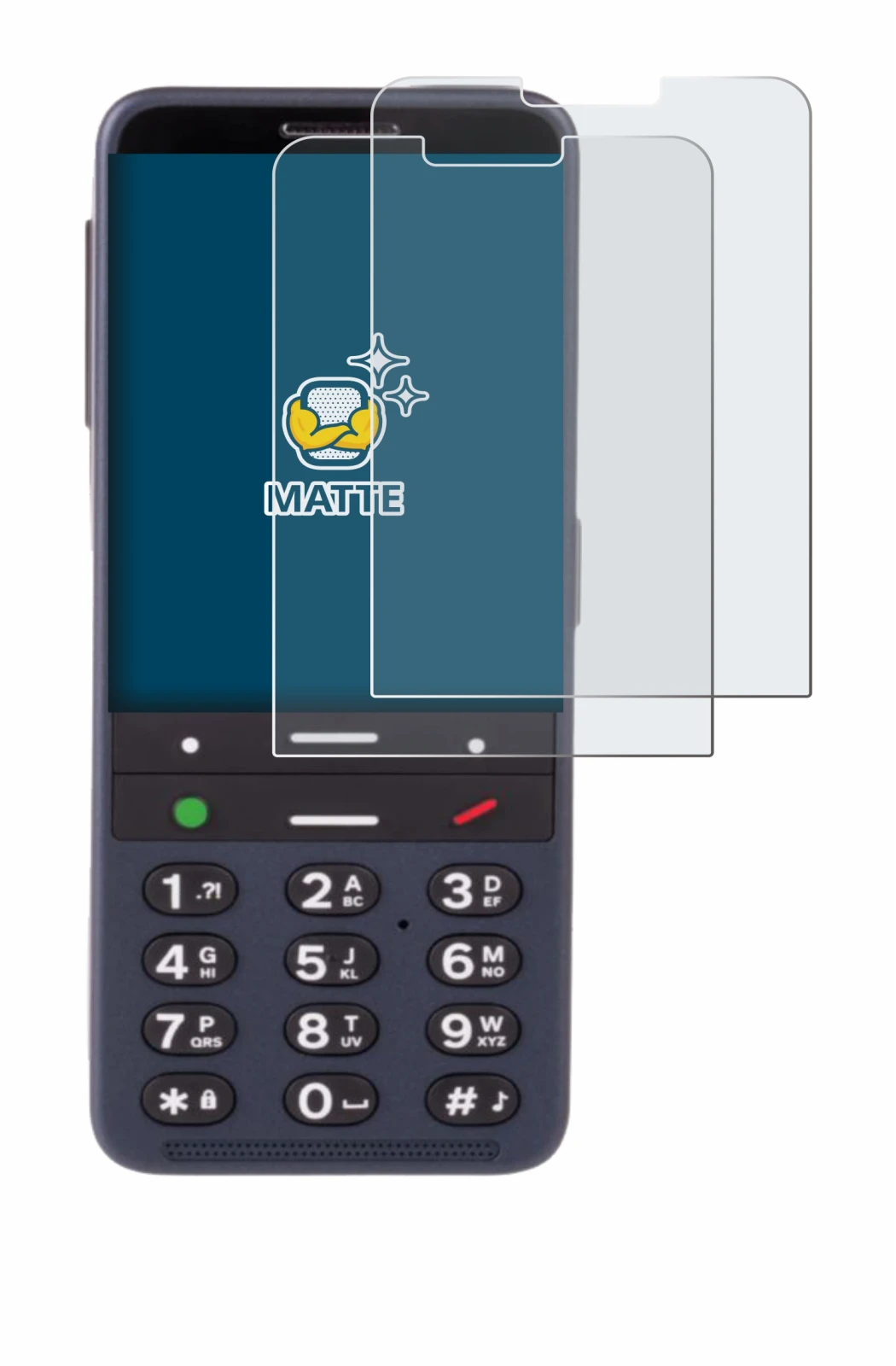 Image de l'appareil BlindShell Classic 3 avec une grande variété de protections d'écran.