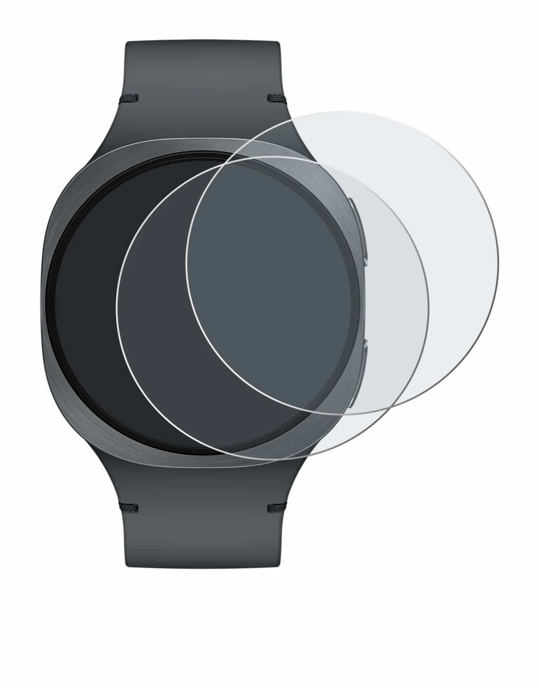 Image de l'appareil Samsung Galaxy Watch 8 (40 mm) avec une grande variété de protections d'écran.