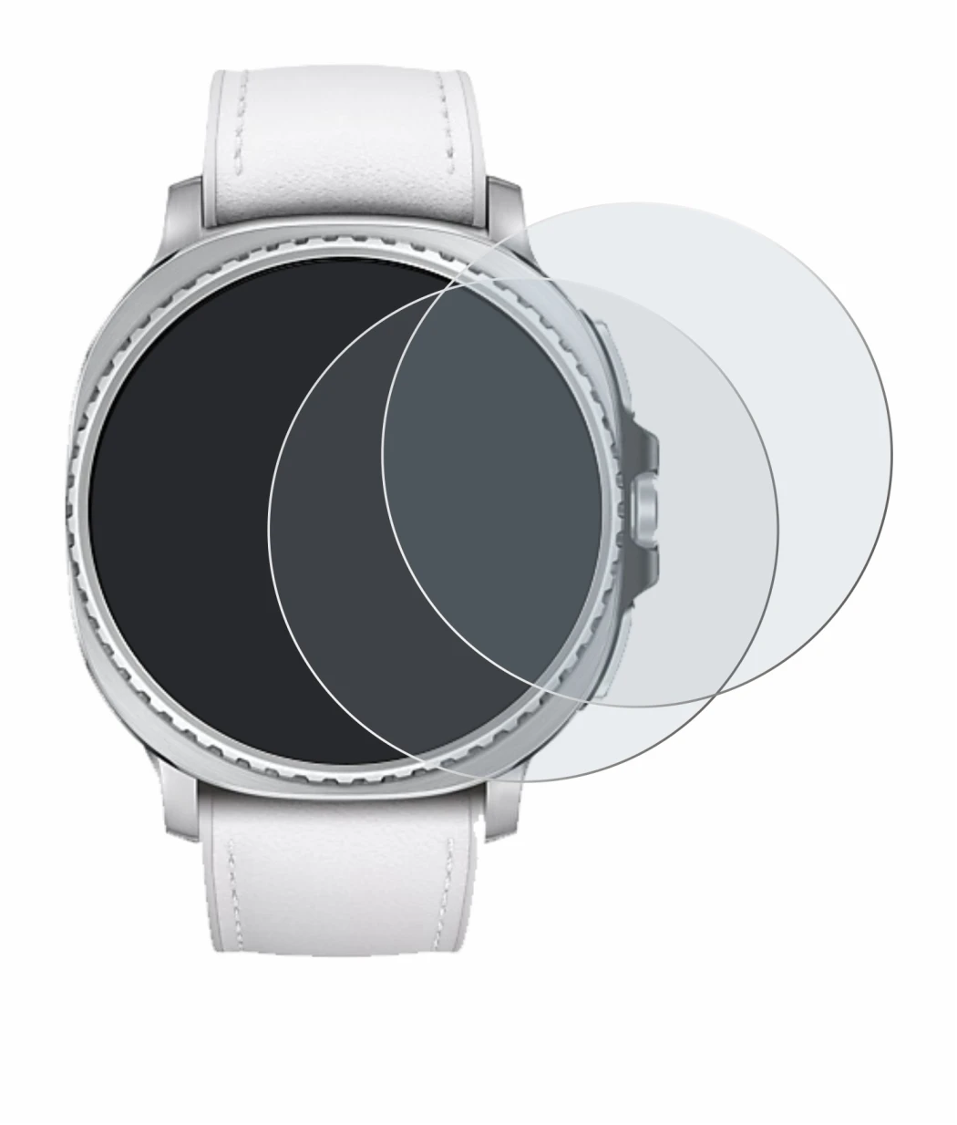 Image de l'appareil Samsung Galaxy Watch 8 Classic (46 mm) avec une grande variété de protections d'écran.