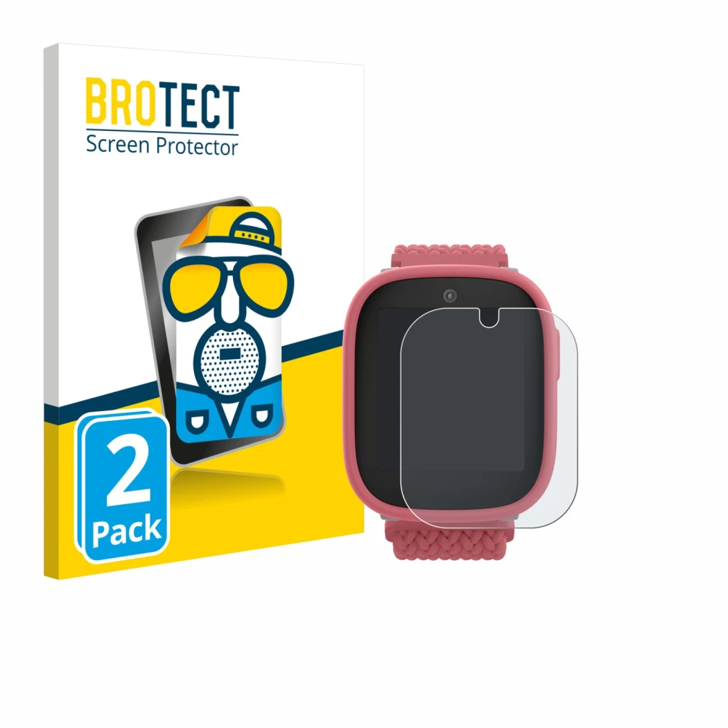 Face avant d’un emballage produit avec le logo de la marque BROTECT. À côté, l’appareil Xplora X6 Play 2025 (2ème génération) 