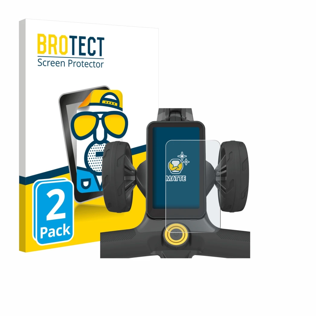 Face avant d’un emballage produit avec le logo de la marque BROTECT. À côté, l’appareil PowaKaddy CT12 GPS est représenté avec