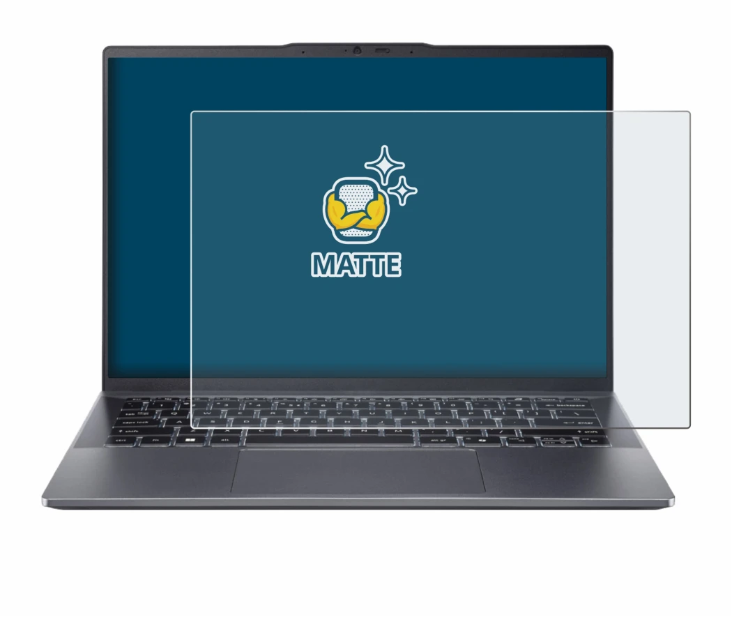 Image de l'appareil Acer Swift Go 14 OLED avec une grande variété de protections d'écran.