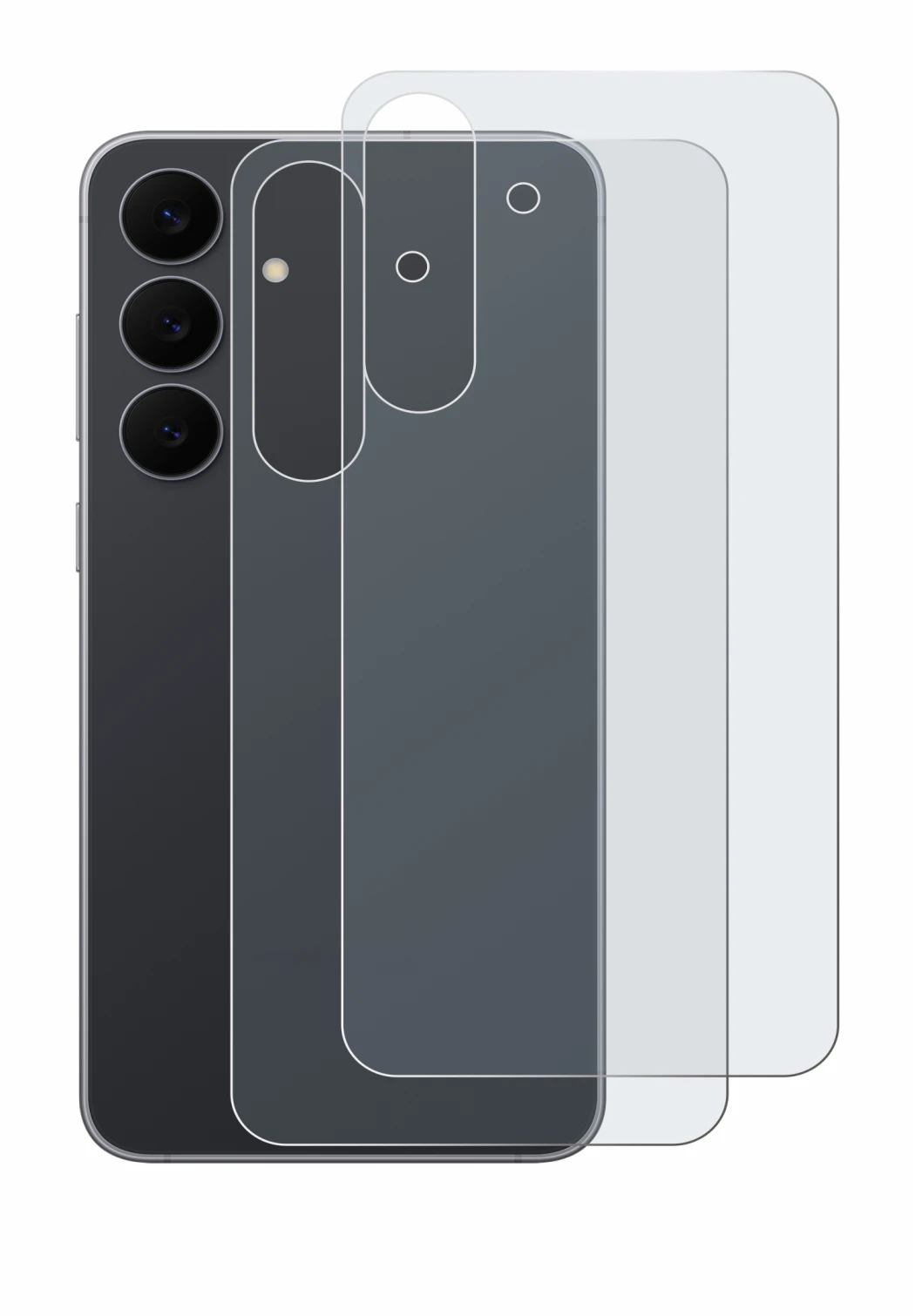 Image de l'appareil Samsung Galaxy S25 FE (Arrière) avec une grande variété de protections d'écran.