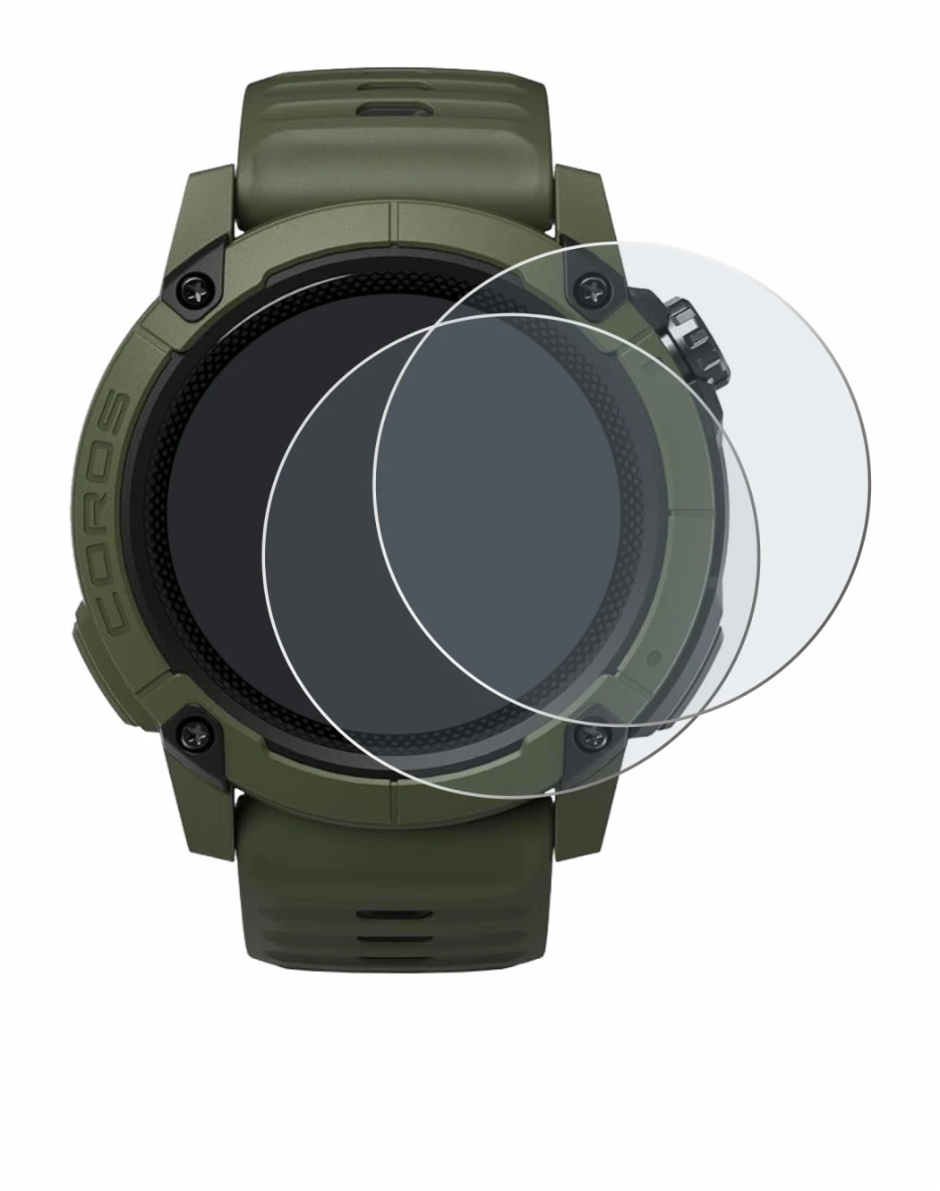 Image de l'appareil Coros NOMAD avec une grande variété de protections d'écran.