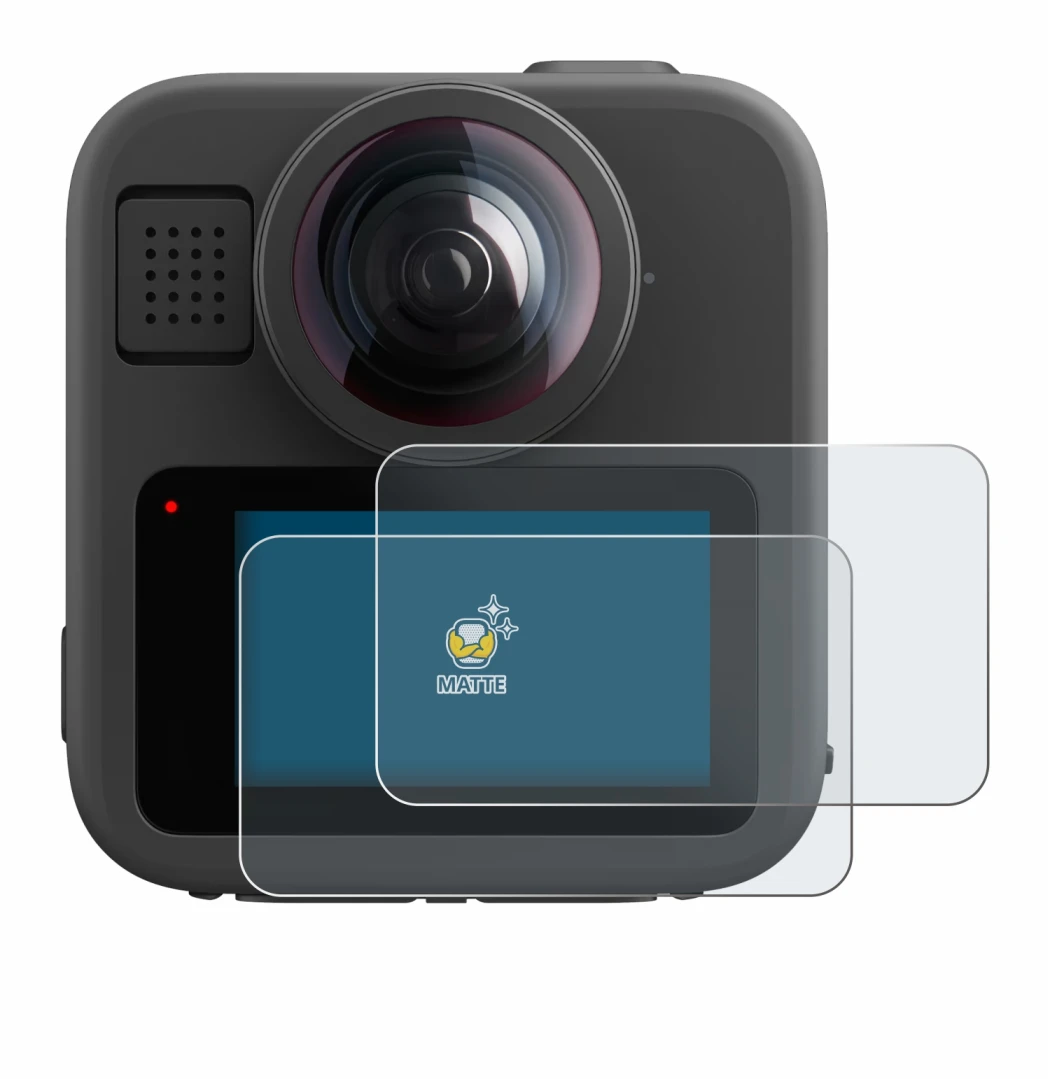 Image de l'appareil GoPro Max 2 avec une grande variété de protections d'écran.