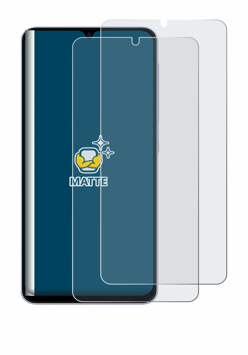 Image de l'appareil Samsung Galaxy A07 avec une grande variété de protections d'écran.