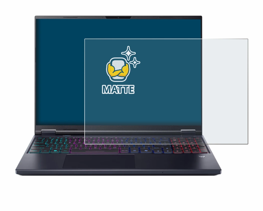 Image de l'appareil Acer Predator Helios Neo 16 AI avec une grande variété de protections d'écran.