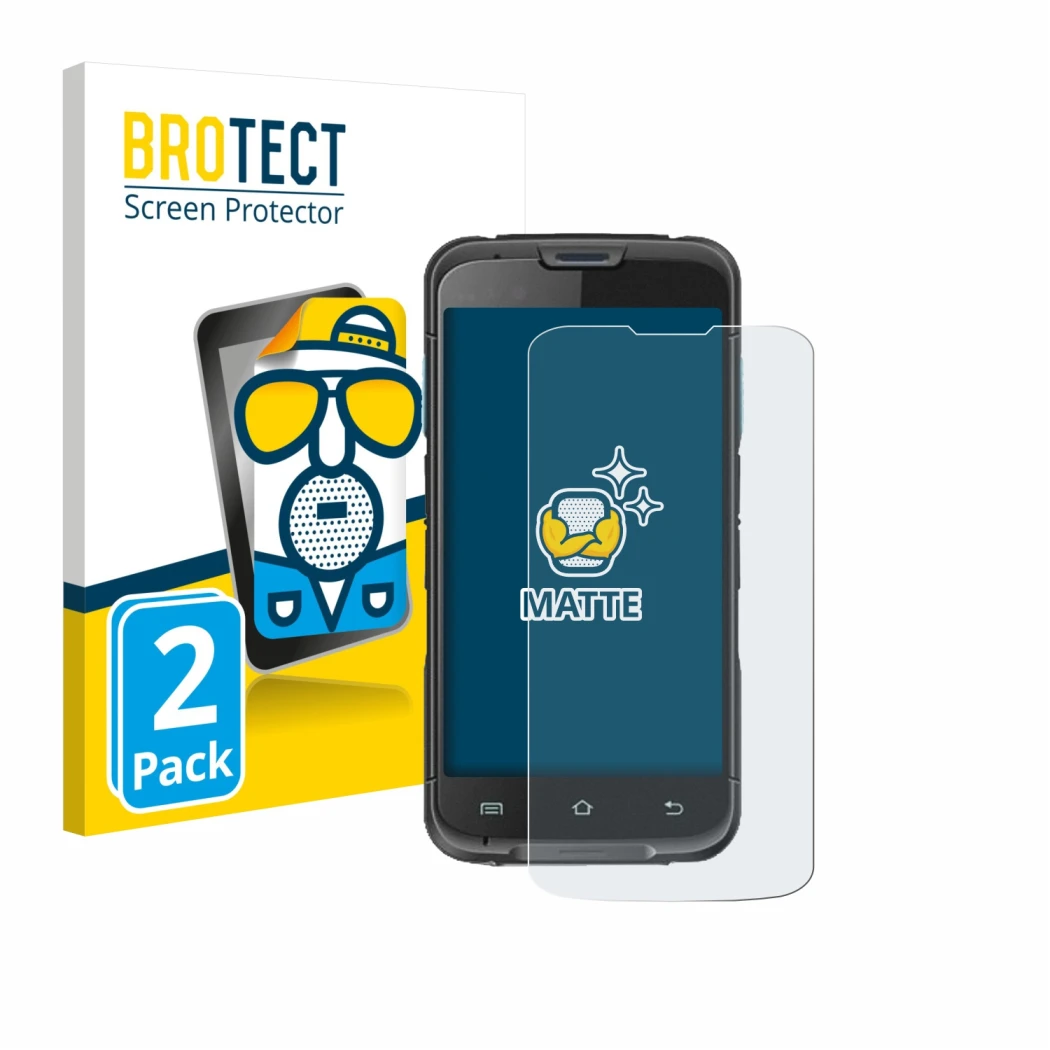 Face avant d’un emballage produit avec le logo de la marque BROTECT. À côté, l’appareil Unitech EA602 est représenté avec la p
