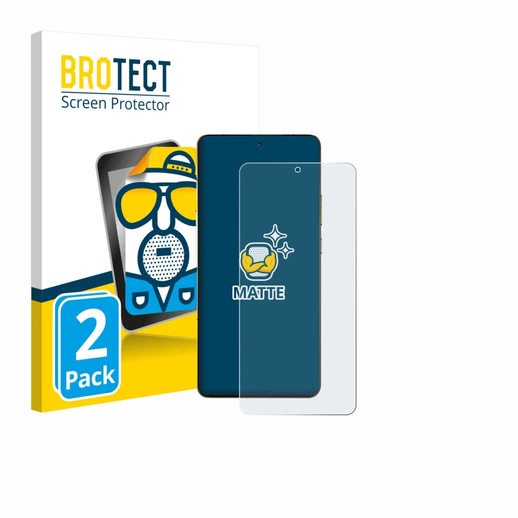 Face avant d’un emballage produit avec le logo de la marque BROTECT. À côté, l’appareil Motorola Signature est représenté avec