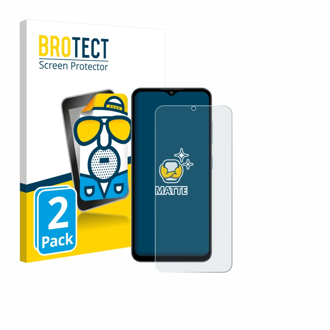 Face avant d’un emballage produit avec le logo de la marque BROTECT. À côté, l’appareil Oukitel C5 6,52