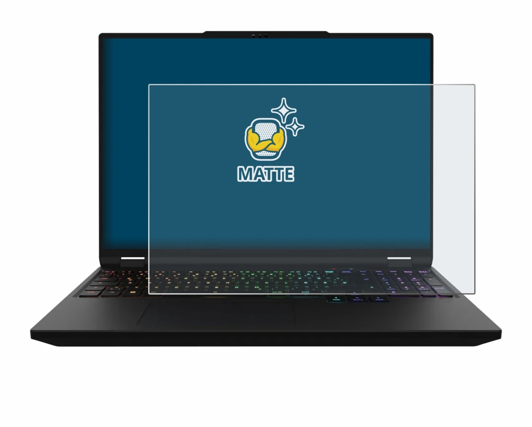 Image de l'appareil XMG Apex 16 Max avec une grande variété de protections d'écran.