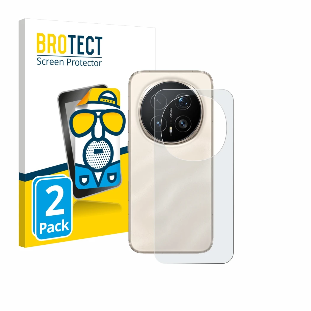 Face avant d’un emballage produit avec le logo de la marque BROTECT. À côté, l’appareil Honor Magic 8 Pro (Arrière) est représ