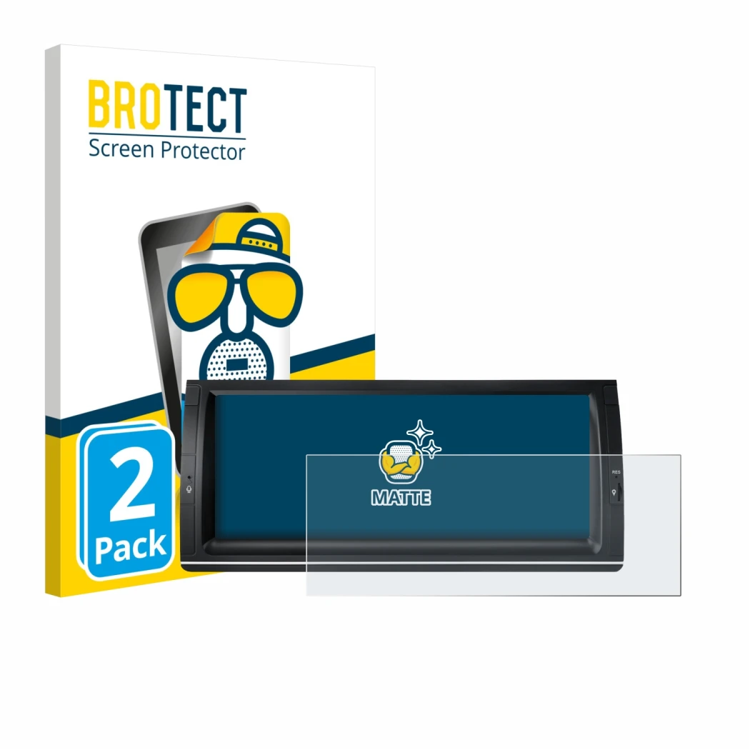 Face avant d’un emballage produit avec le logo de la marque BROTECT. À côté, l’appareil Xtrons PX1453BLHGS 10.25