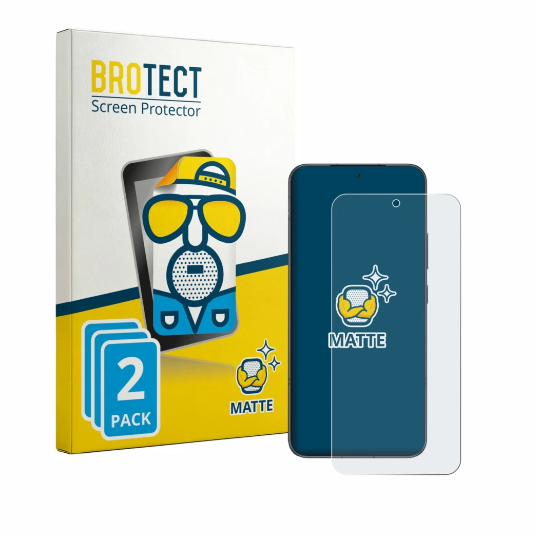 Face avant d’un emballage produit avec le logo de la marque BROTECT. À côté, l’appareil Honor Power 2 est représenté avec la p