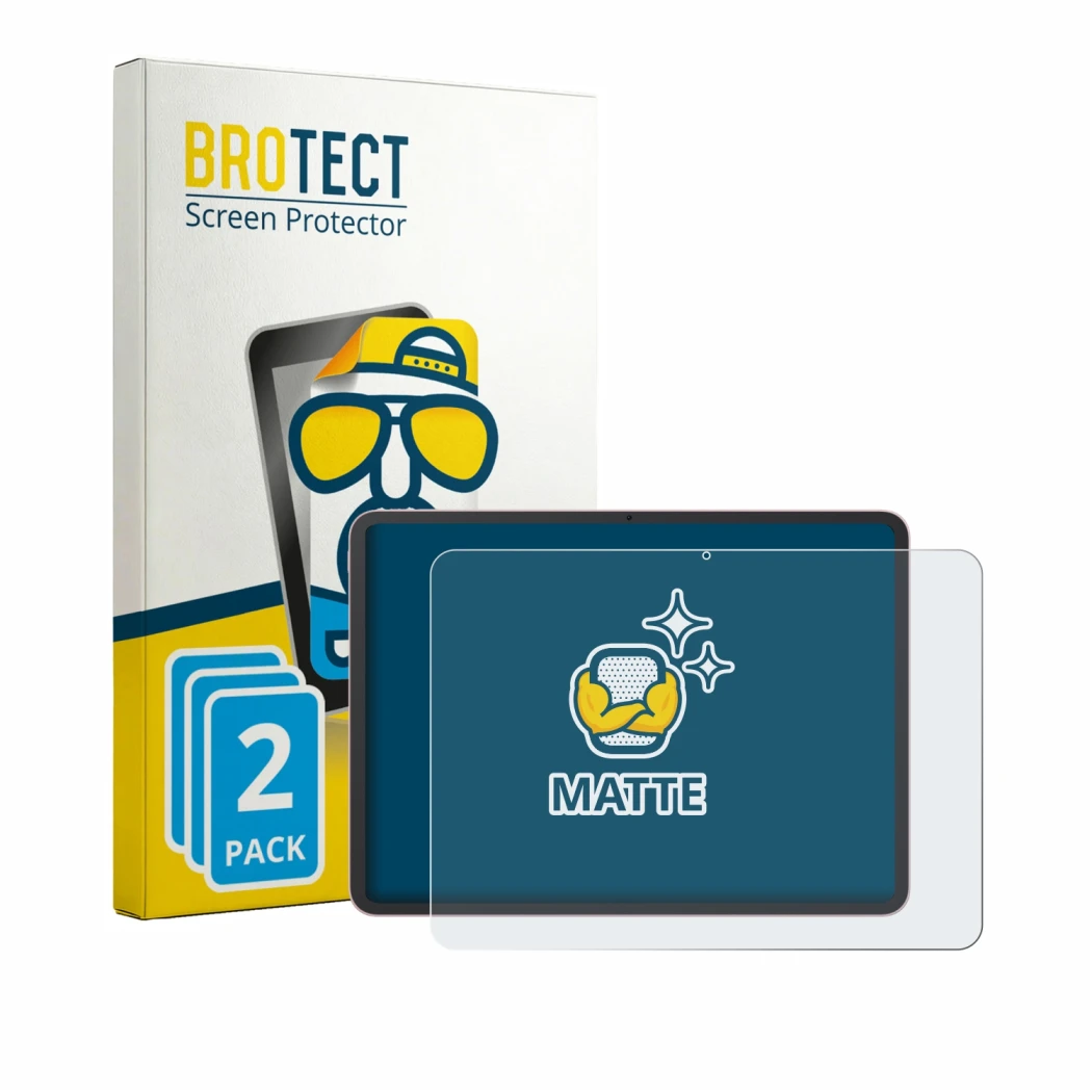 Face avant d’un emballage produit avec le logo de la marque BROTECT. À côté, l’appareil Oppo Pad 5 est représenté avec la prot