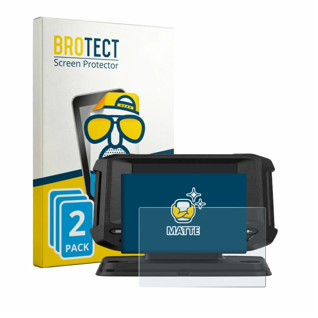 Face avant d’un emballage produit avec le logo de la marque BROTECT. À côté, l’appareil Lowrance Eagle 4 est représenté avec l