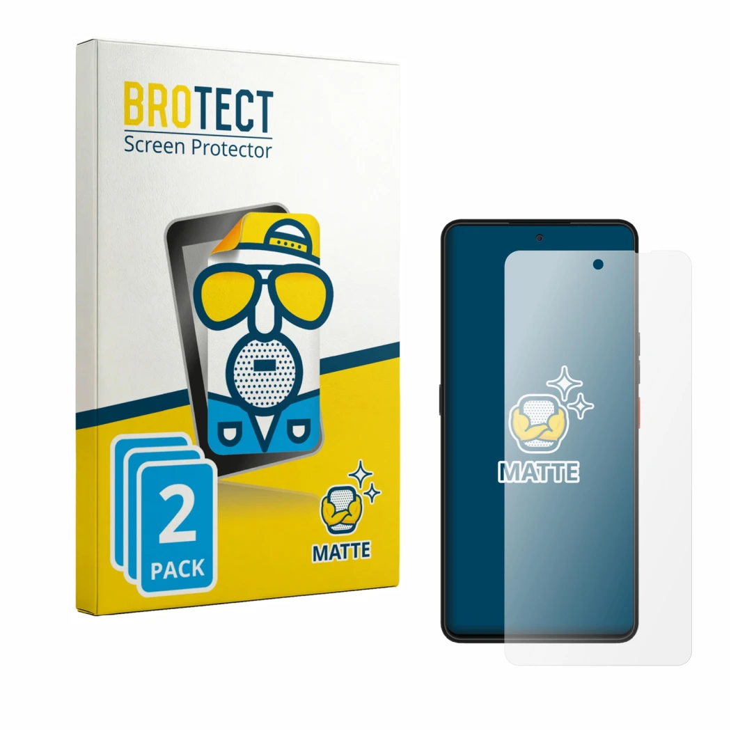 Face avant d’un emballage produit avec le logo de la marque BROTECT. À côté, l’appareil Volla Phone Plinius est représenté ave