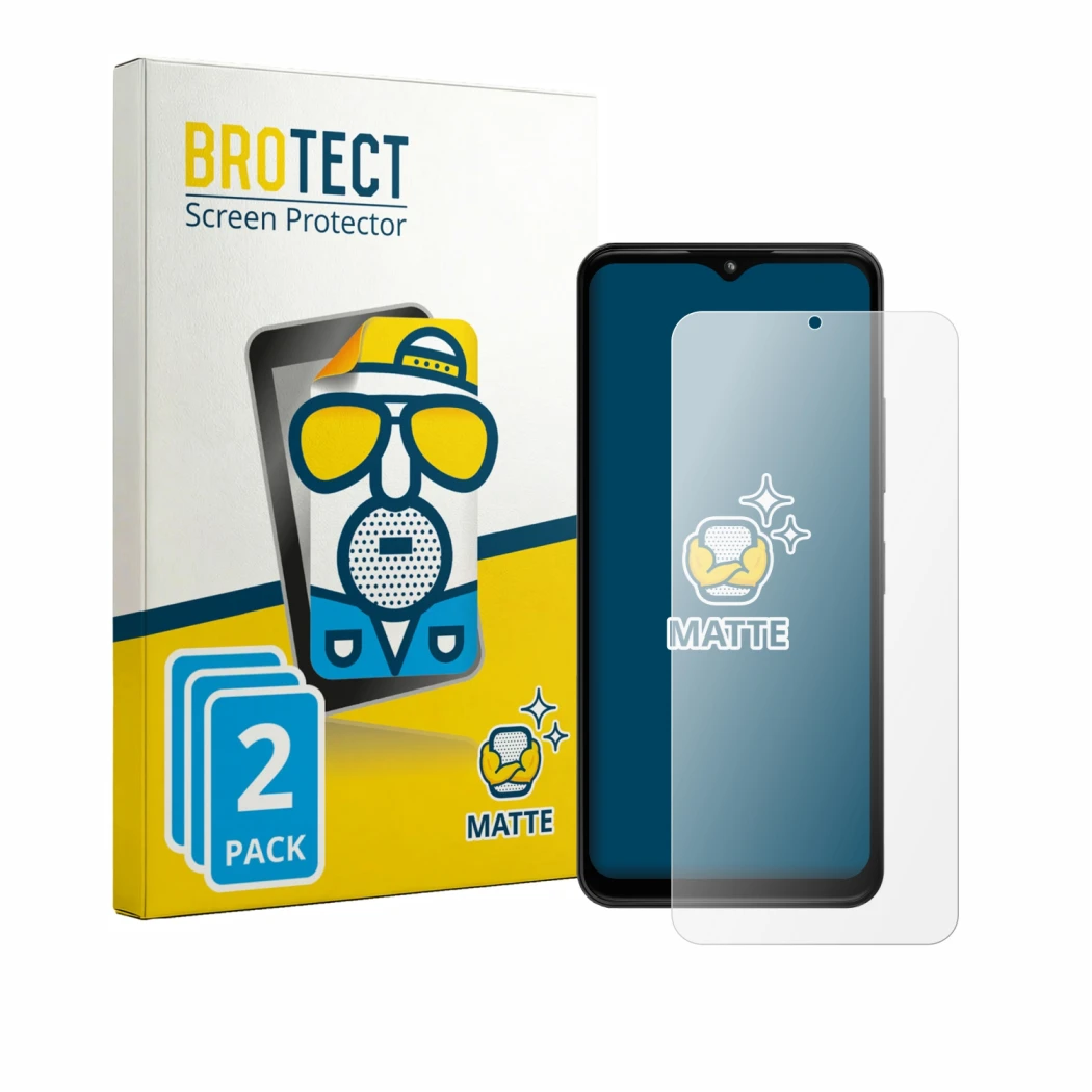 Face avant d’un emballage produit avec le logo de la marque BROTECT. À côté, l’appareil HMD Arc est représenté avec la protect
