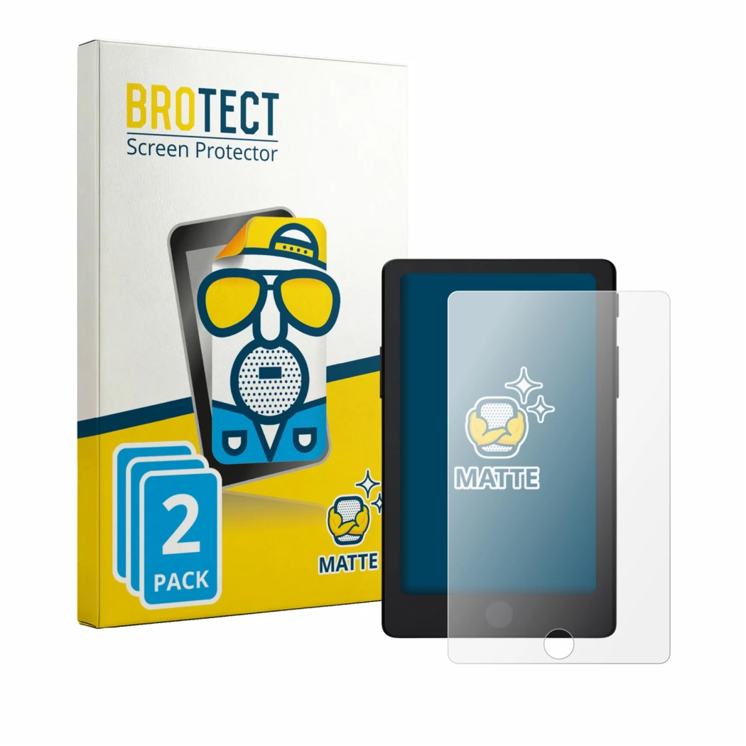 Face avant d’un emballage produit avec le logo de la marque BROTECT. À côté, l’appareil Xteink X4 Pro est représenté avec la p