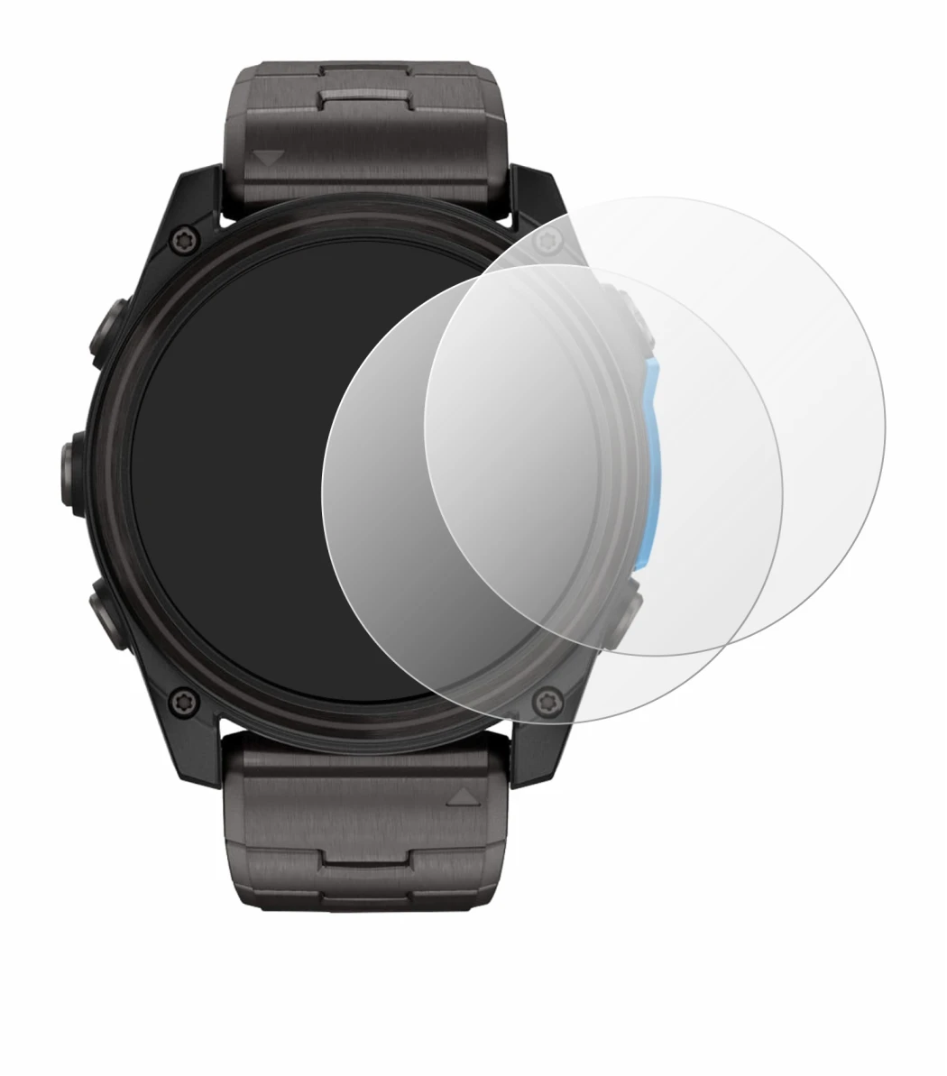 Image de l'appareil Garmin D2 Mach 2 (51 mm) avec une grande variété de protections d'écran.