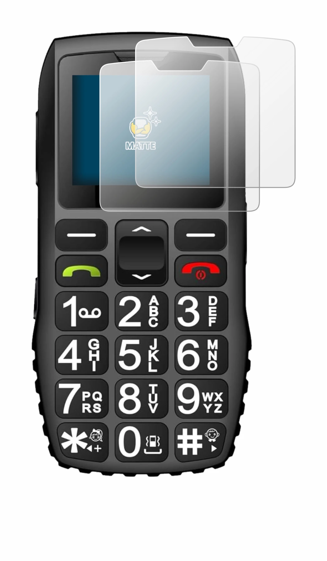 Image de l'appareil artfone 4G avec une grande variété de protections d'écran.