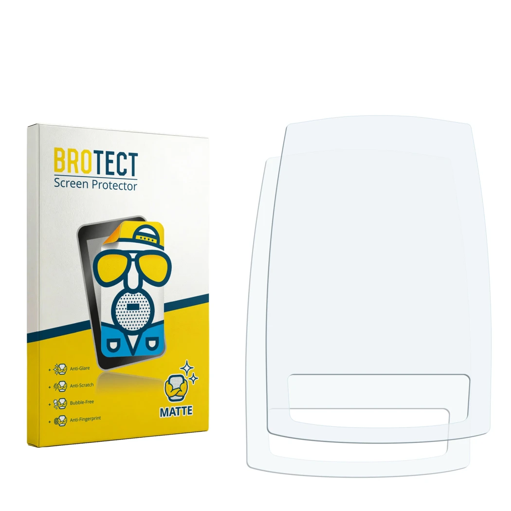 Face avant d’un emballage produit avec le logo de la marque BROTECT. À côté se trouve la protection d’écran correspondante.