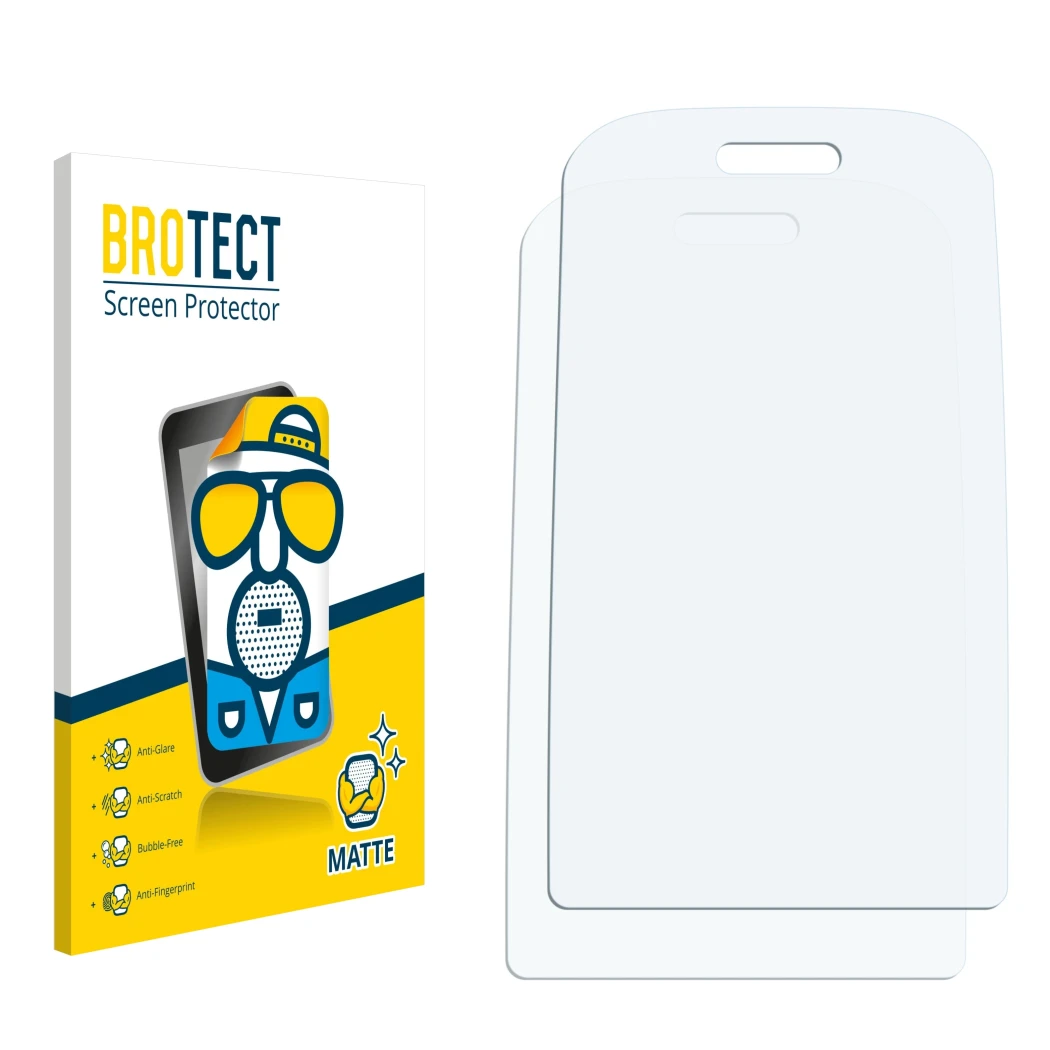 Face avant d’un emballage produit avec le logo de la marque BROTECT. À côté se trouve la protection d’écran correspondante.