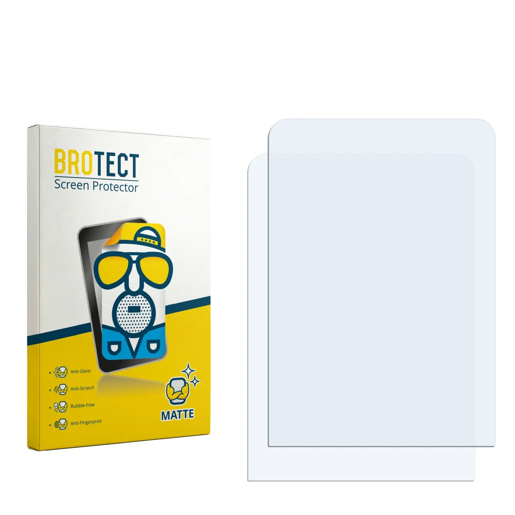 Face avant d’un emballage produit avec le logo de la marque BROTECT. À côté se trouve la protection d’écran correspondante.