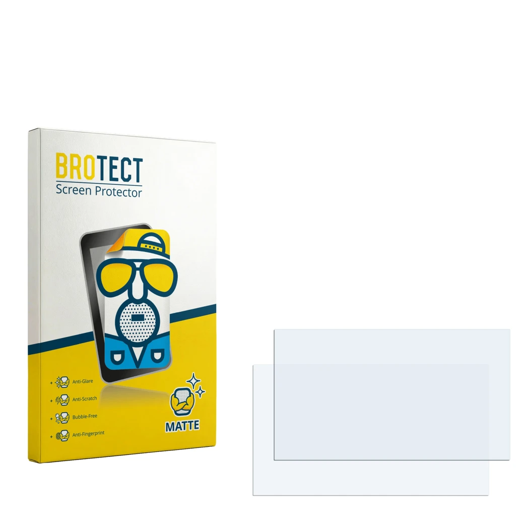 Face avant d’un emballage produit avec le logo de la marque BROTECT. À côté se trouve la protection d’écran correspondante.