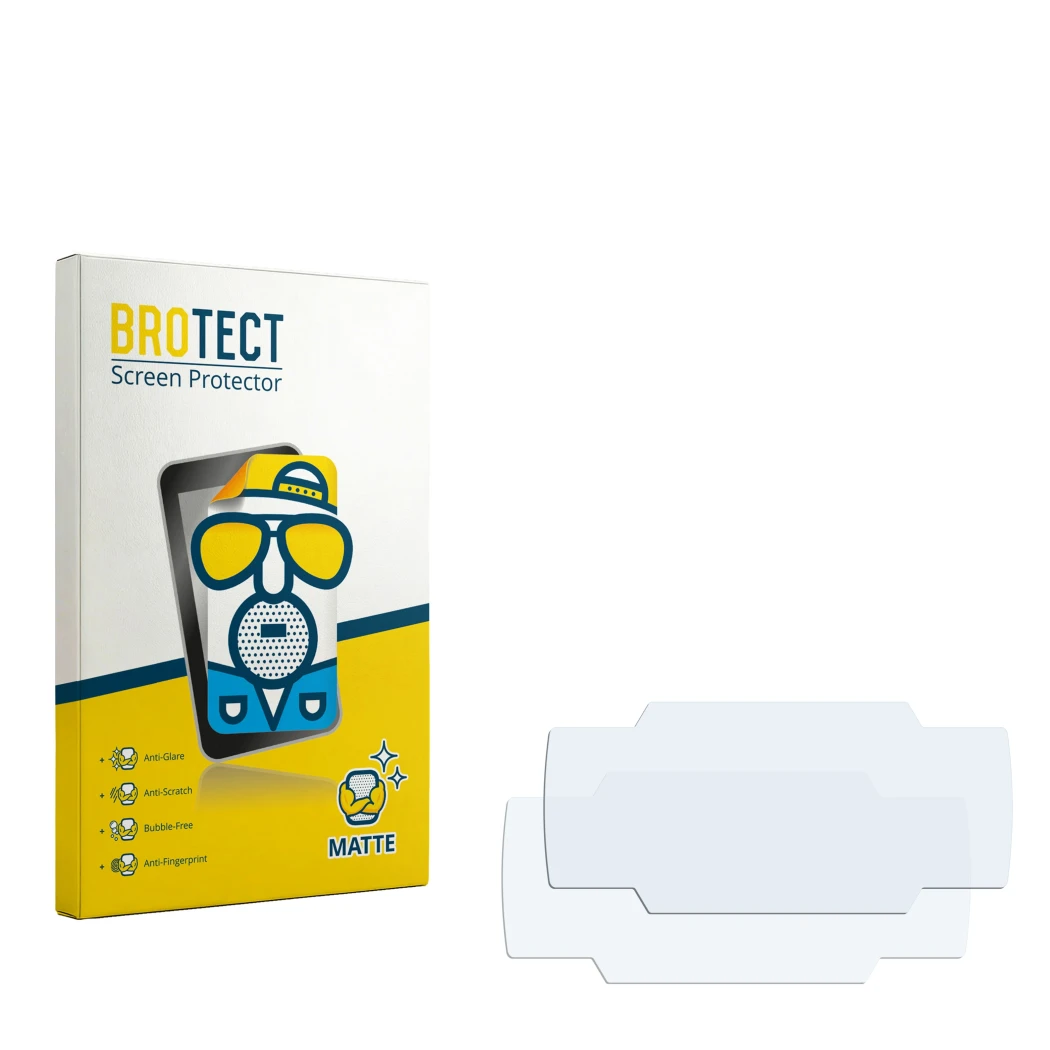 Face avant d’un emballage produit avec le logo de la marque BROTECT. À côté se trouve la protection d’écran correspondante.