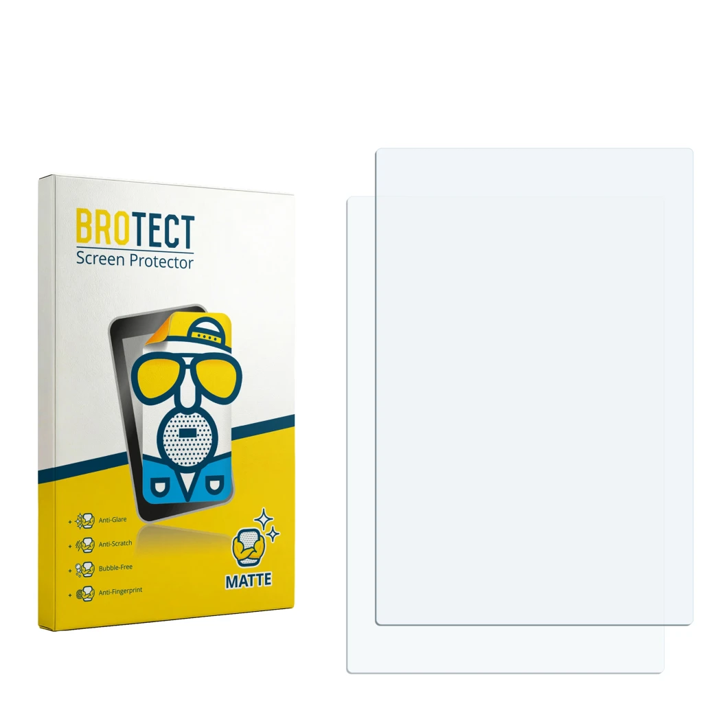 Face avant d’un emballage produit avec le logo de la marque BROTECT. À côté se trouve la protection d’écran correspondante.