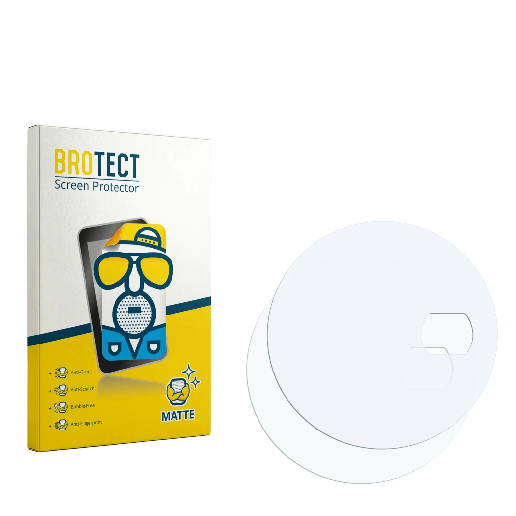 Face avant d’un emballage produit avec le logo de la marque BROTECT. À côté se trouve la protection d’écran correspondante.
