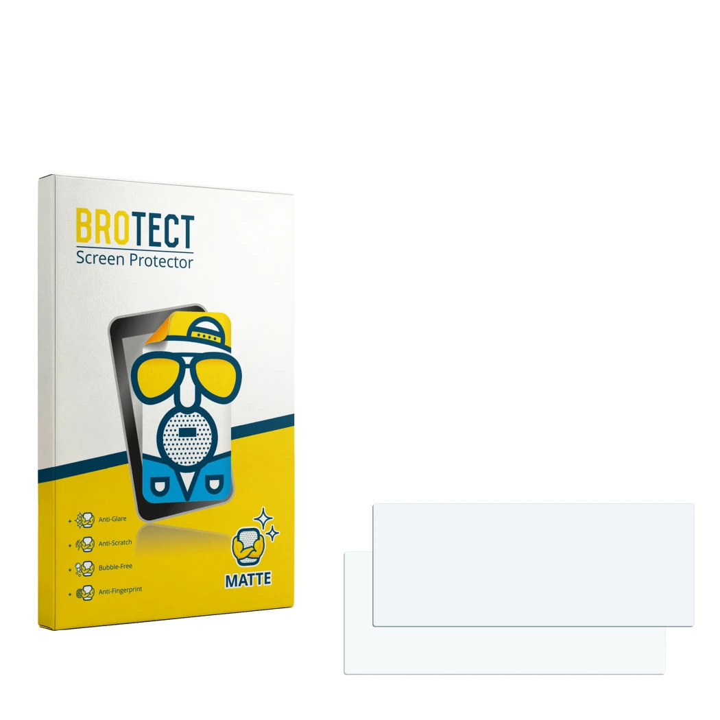 Face avant d’un emballage produit avec le logo de la marque BROTECT. À côté se trouve la protection d’écran correspondante.