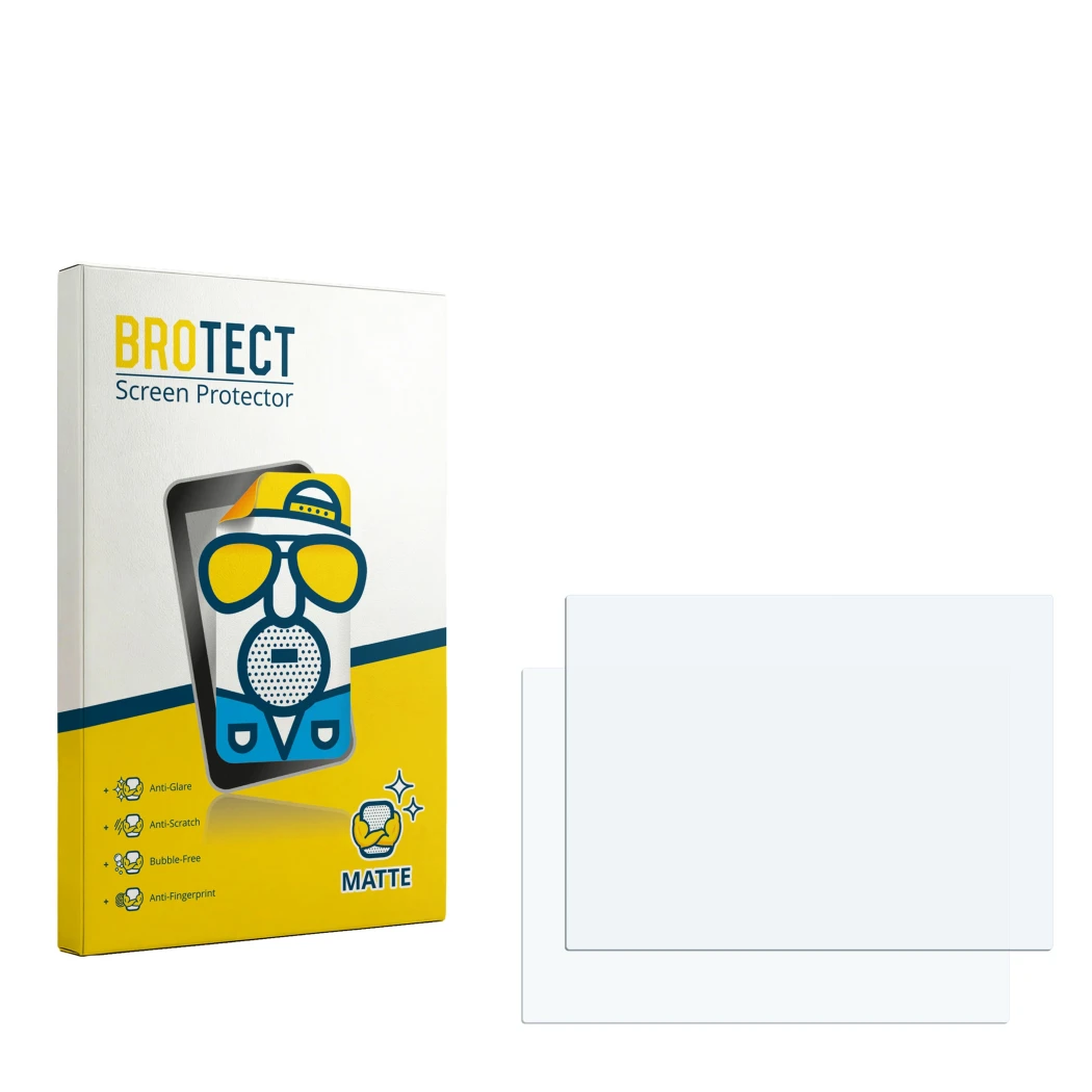 Face avant d’un emballage produit avec le logo de la marque BROTECT. À côté se trouve la protection d’écran correspondante.