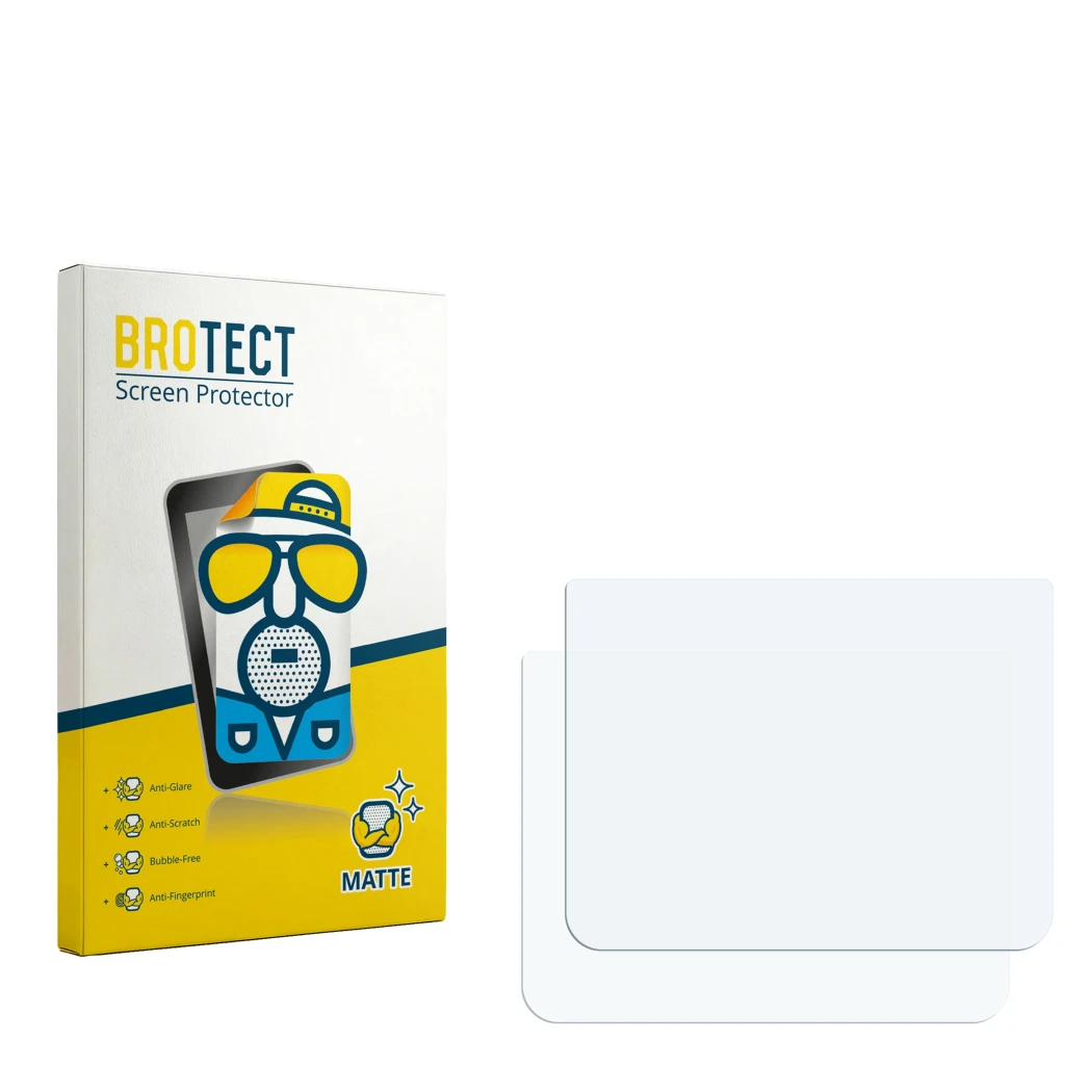 Face avant d’un emballage produit avec le logo de la marque BROTECT. À côté se trouve la protection d’écran correspondante.