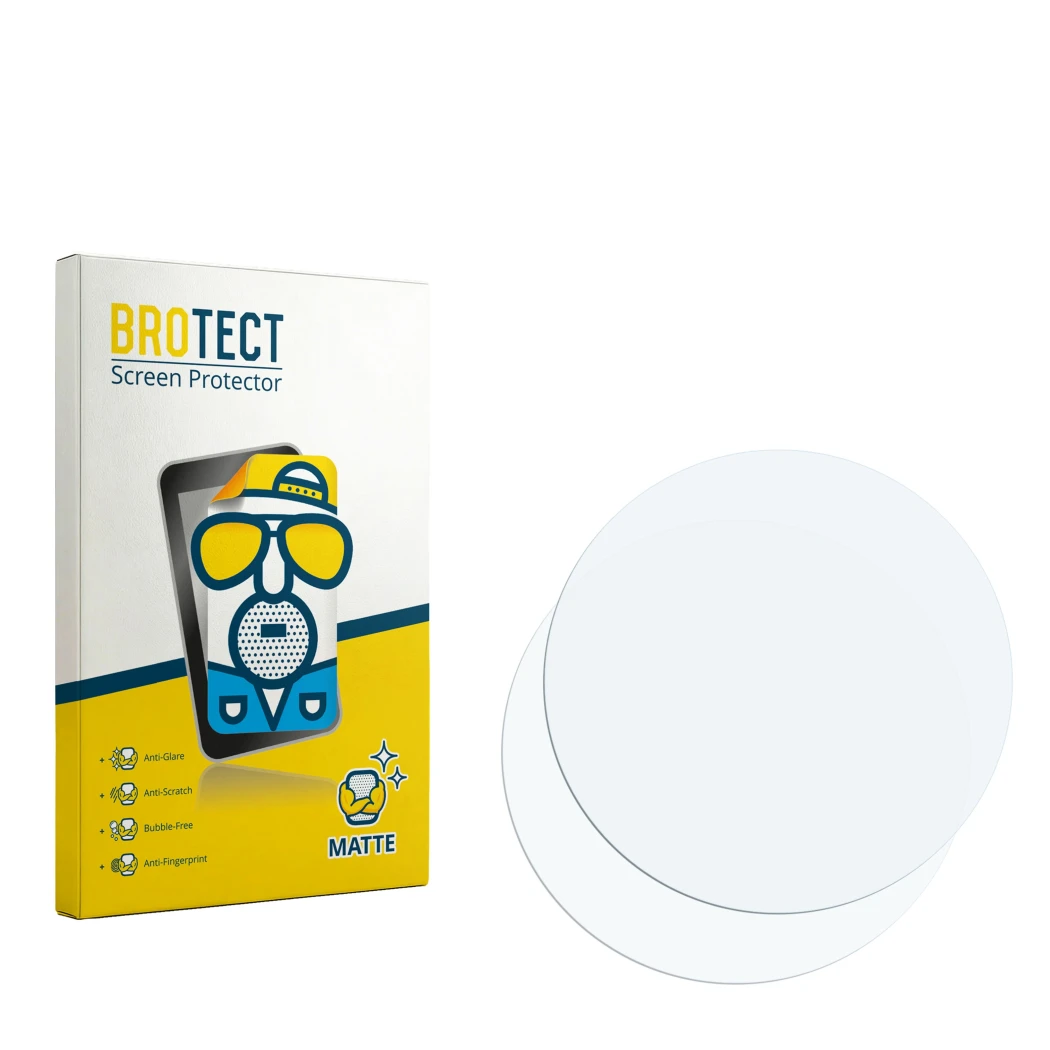 Face avant d’un emballage produit avec le logo de la marque BROTECT. À côté se trouve la protection d’écran correspondante.