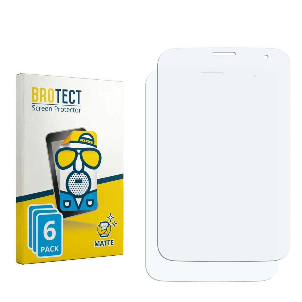 Face avant d’un emballage produit avec le logo de la marque BROTECT. À côté se trouve la protection d’écran correspondante.