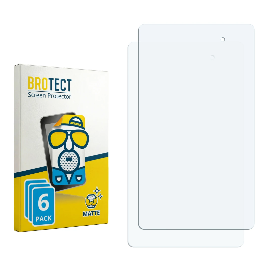 Face avant d’un emballage produit avec le logo de la marque BROTECT. À côté se trouve la protection d’écran correspondante.