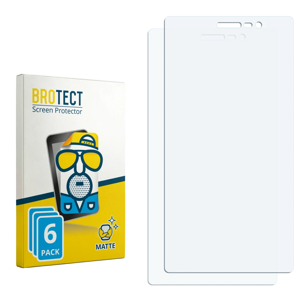 Face avant d’un emballage produit avec le logo de la marque BROTECT. À côté se trouve la protection d’écran correspondante.