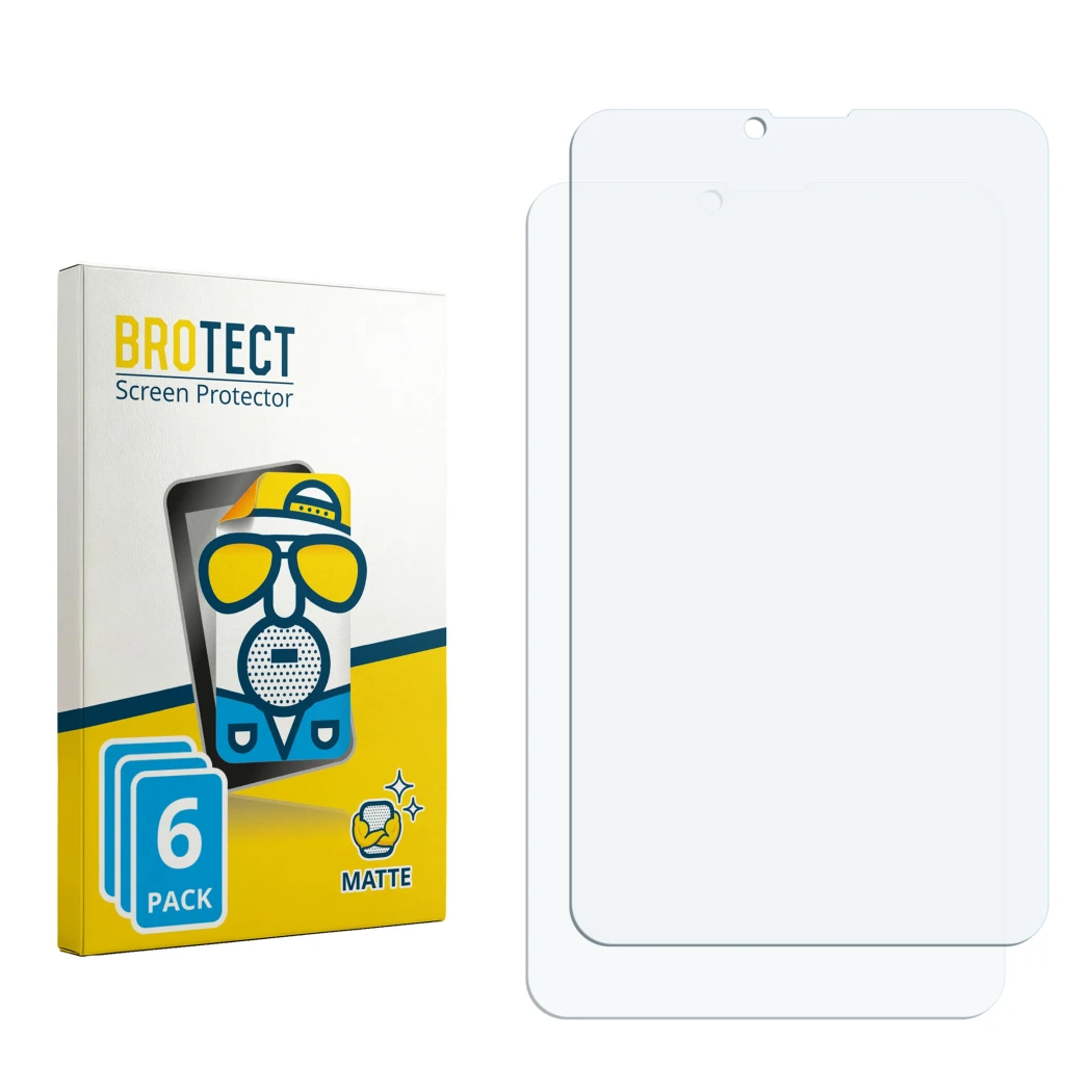 Face avant d’un emballage produit avec le logo de la marque BROTECT. À côté se trouve la protection d’écran correspondante.