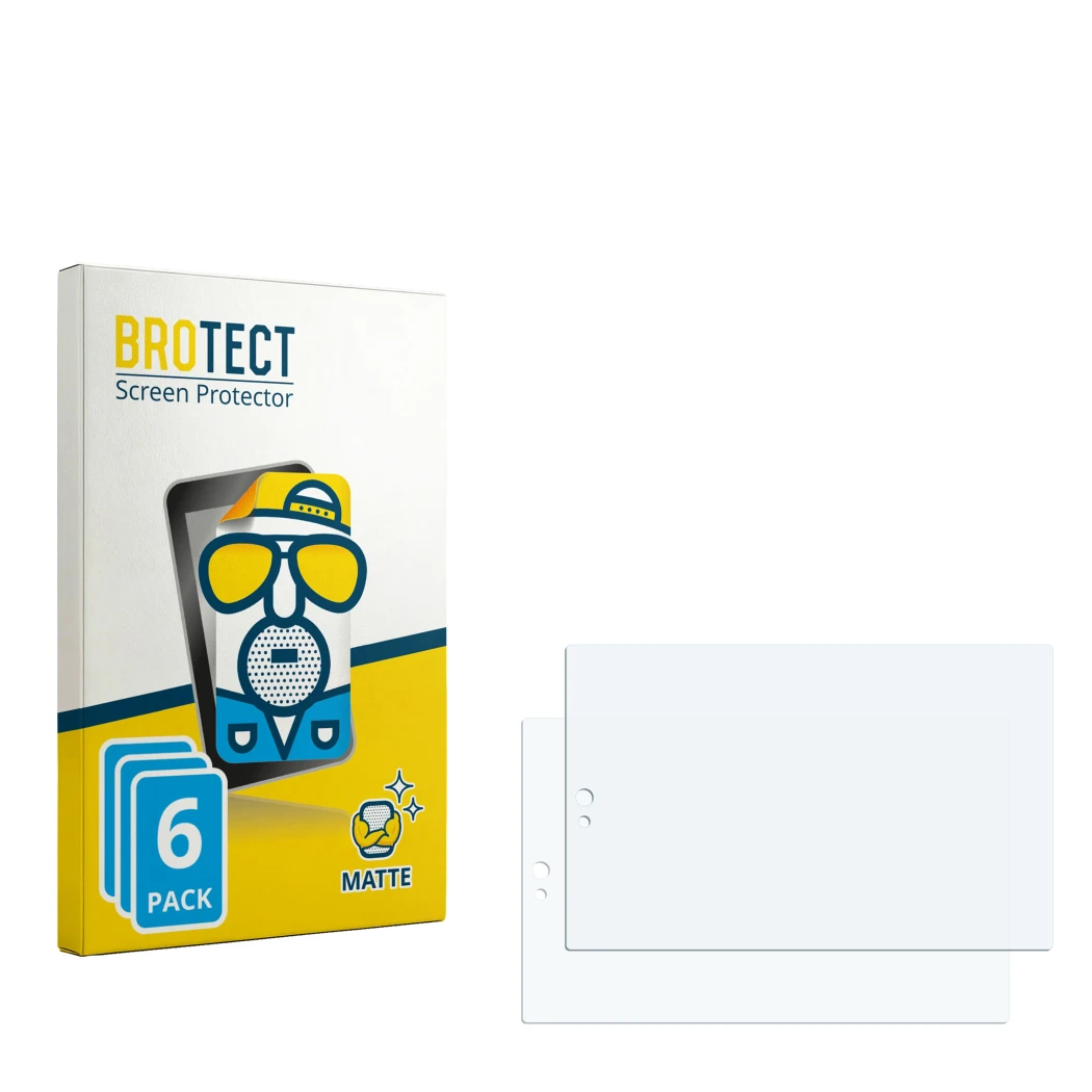 Face avant d’un emballage produit avec le logo de la marque BROTECT. À côté se trouve la protection d’écran correspondante.