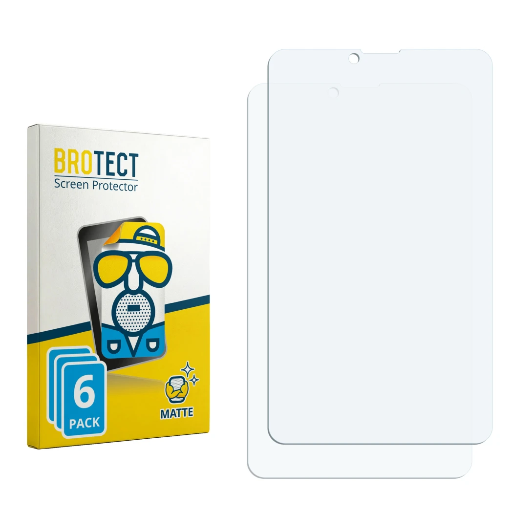 Face avant d’un emballage produit avec le logo de la marque BROTECT. À côté se trouve la protection d’écran correspondante.